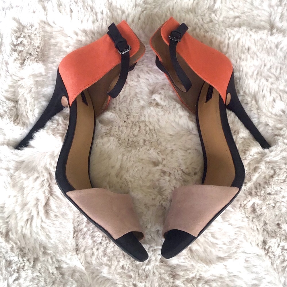Zara colorblock ankle strap stiletto heels